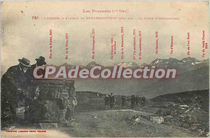 Luchon - Plateau de Superbagnères (1800 m) - La Table d'Orientaion — Phototype Labouche Pierre, Toulouse, 1ère série