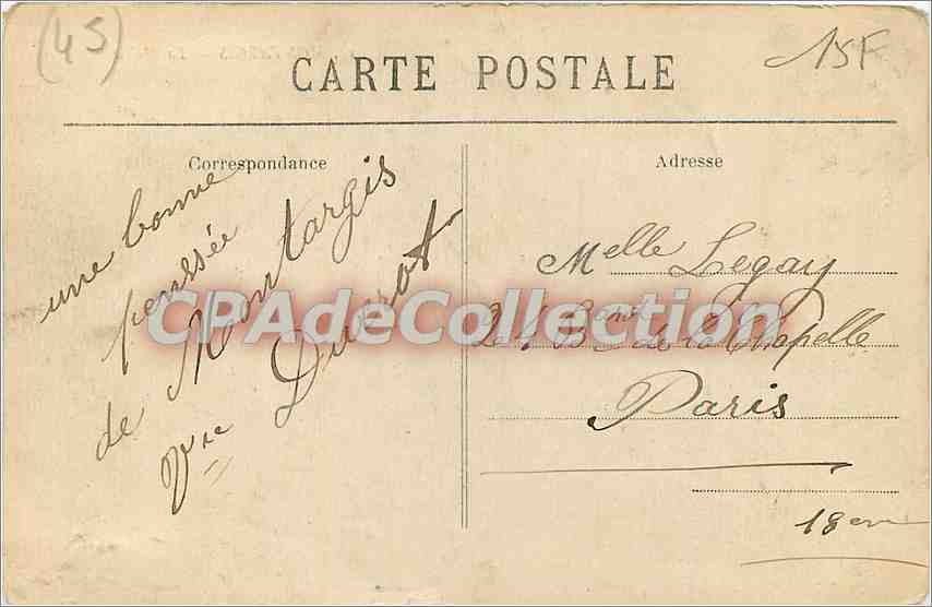 Montargis — La Mairie — Éditeur CP — Rückseite