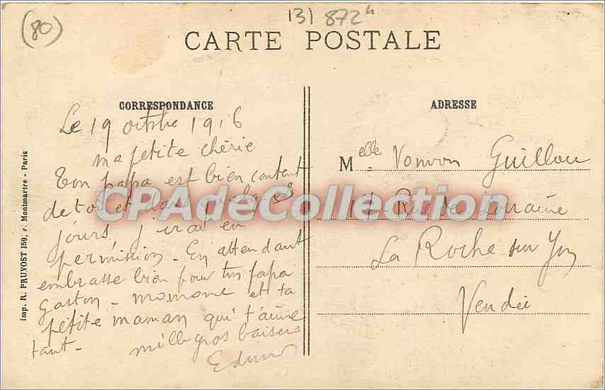 Amiens (Somme) — La Cathédrale garantie contre les bombardements — R. P. Visé Paris 500 — Verso