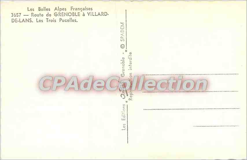 Les Trois Pucelles — Route de Grenoble à Villard-de-Lans — Éditions Grenoble — Back