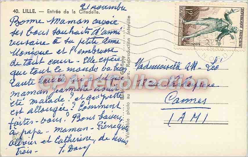 CPA Lille Entree de la Citadelle — Verso