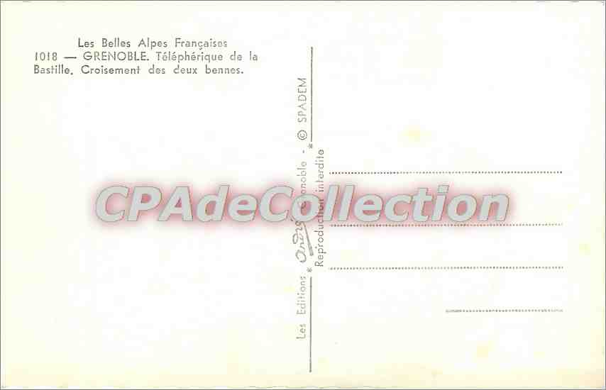 Grenoble — Téléphérique de la Bastille, croisement des deux bennes — Éditions SPADEM, n° 1018 — Rückseite