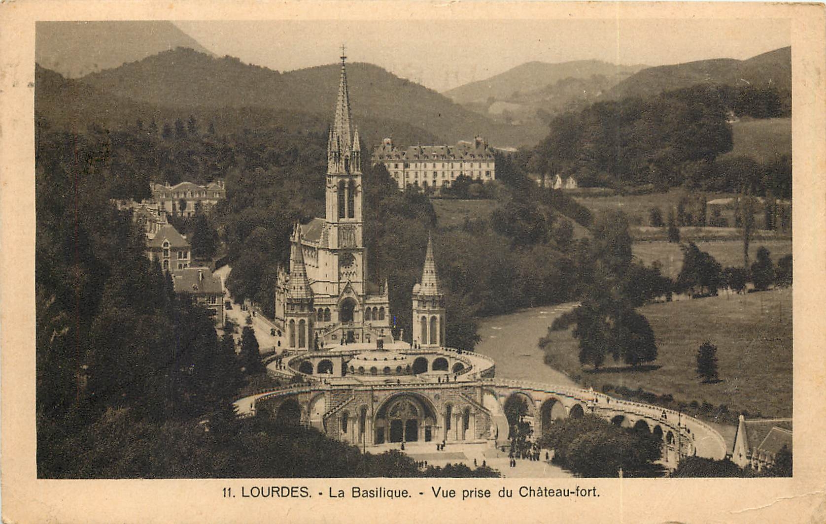 Lourdes - The Basilica - View Taken from the Fortress Castle