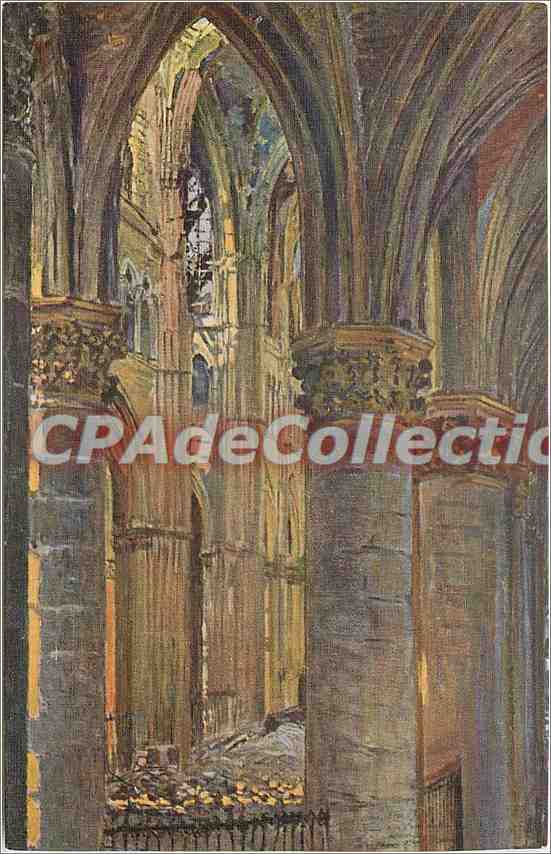 Intérieur de la cathédrale de Reims — vue des voûtes et colonnes — CPAdeCollection - Recto