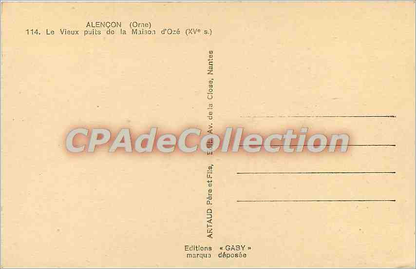 Alençon (Orne) — Le Vieux puits de la Maison d'Ozé (XVe s.) — Éditions GABY — Reverso