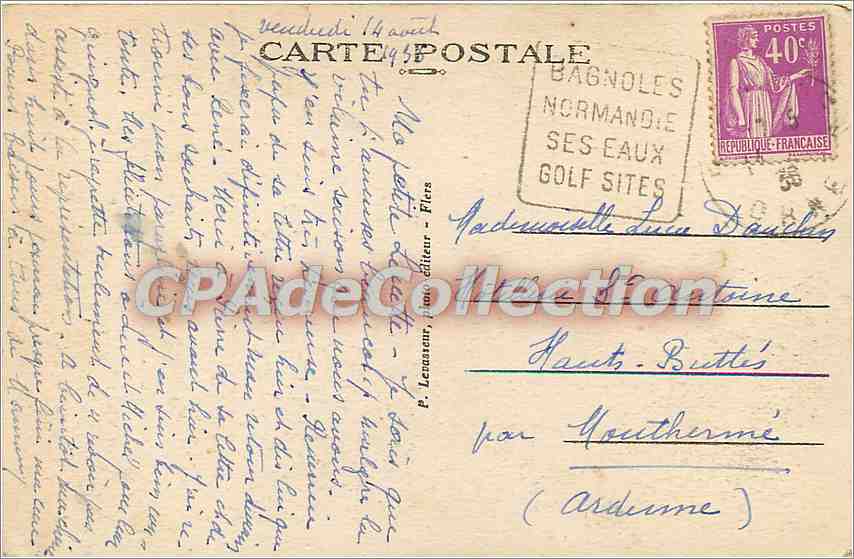 Bagnolles-de-l'Orne — Rue des Casinos — CPAdeCollection — Verso