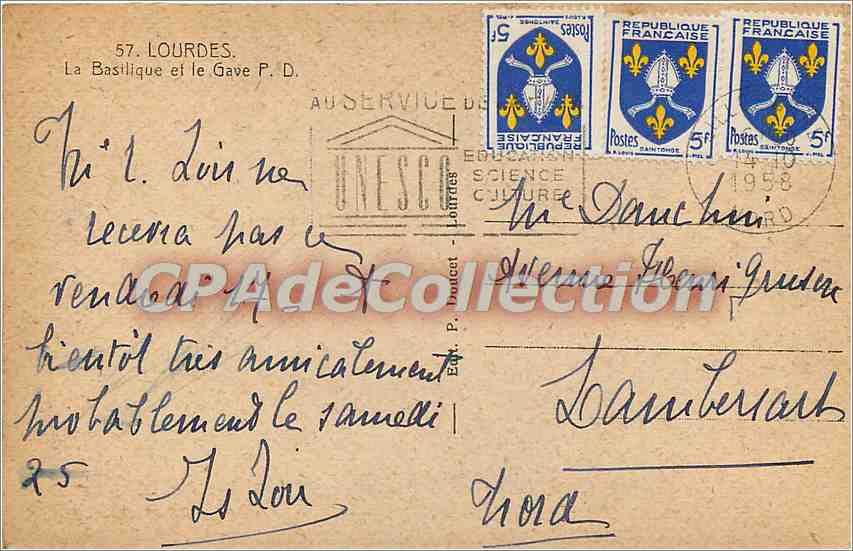 Lourdes — De Basiliek en de Gave P. D. — Drouzet — Achterkant