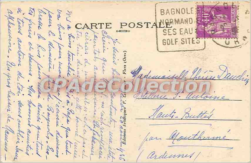 Bagnoles-de-l'Orne — Park des Thermalbades, Pavillon der Blumen — Éditions Artisques P. Lefebvre — Rückseite