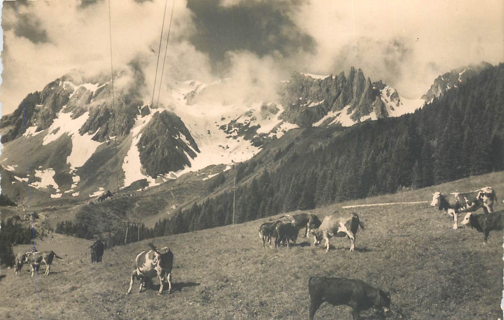 Les Contamines Montjoie — Le Col des Chasseurs et le Col de la Cycle depuis l'Arolle — Éditions E.T.A.P. Photo Véritable