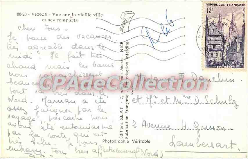 Vence — Ansicht der Altstadt und ihrer Mauern — Editions S.E.P.T. — Rückseite