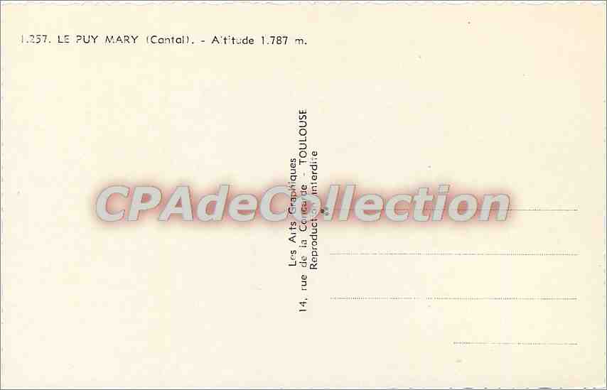 CPA Le Puy Mary (Cantal) Alt 1787 m — Verso