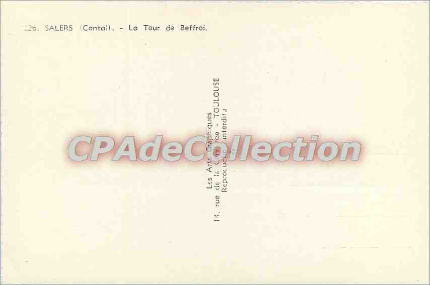 CPA Salers (Cantal) La Tour de Beffroi — Rückseite