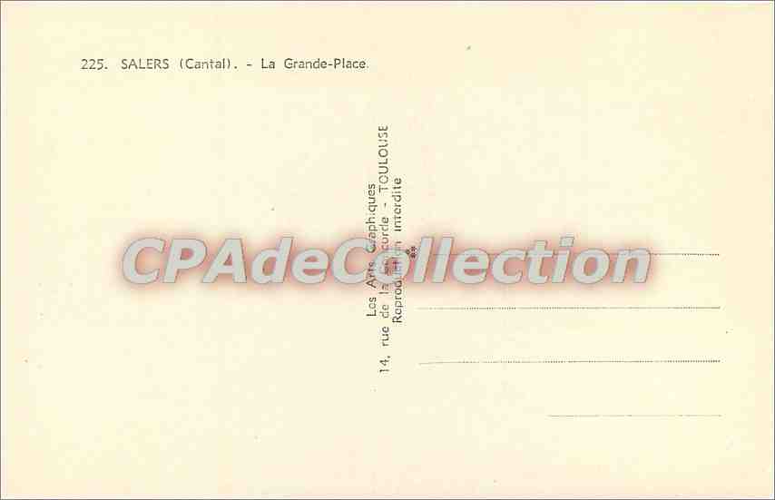CPA Salers (Cantal) La Grande Place — Rückseite