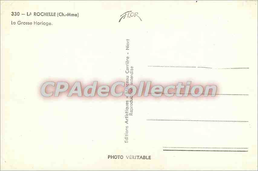 CPA La Rochelle (Ch Mme) La Grosse Horloge — Rückseite