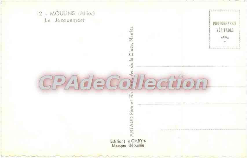 CPA Moulins (Allier) Le Jacquemart — Verso