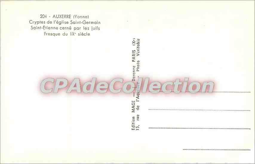 CPA Auxerre (Yonne) Cryptes de l'eglise Saint Germain — Rückseite