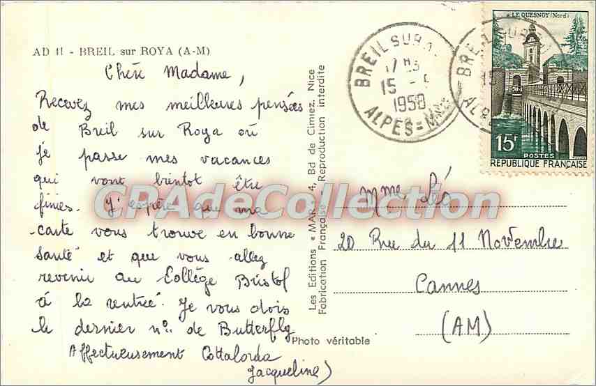 CPA Breil sur Roya (A M) — Rückseite
