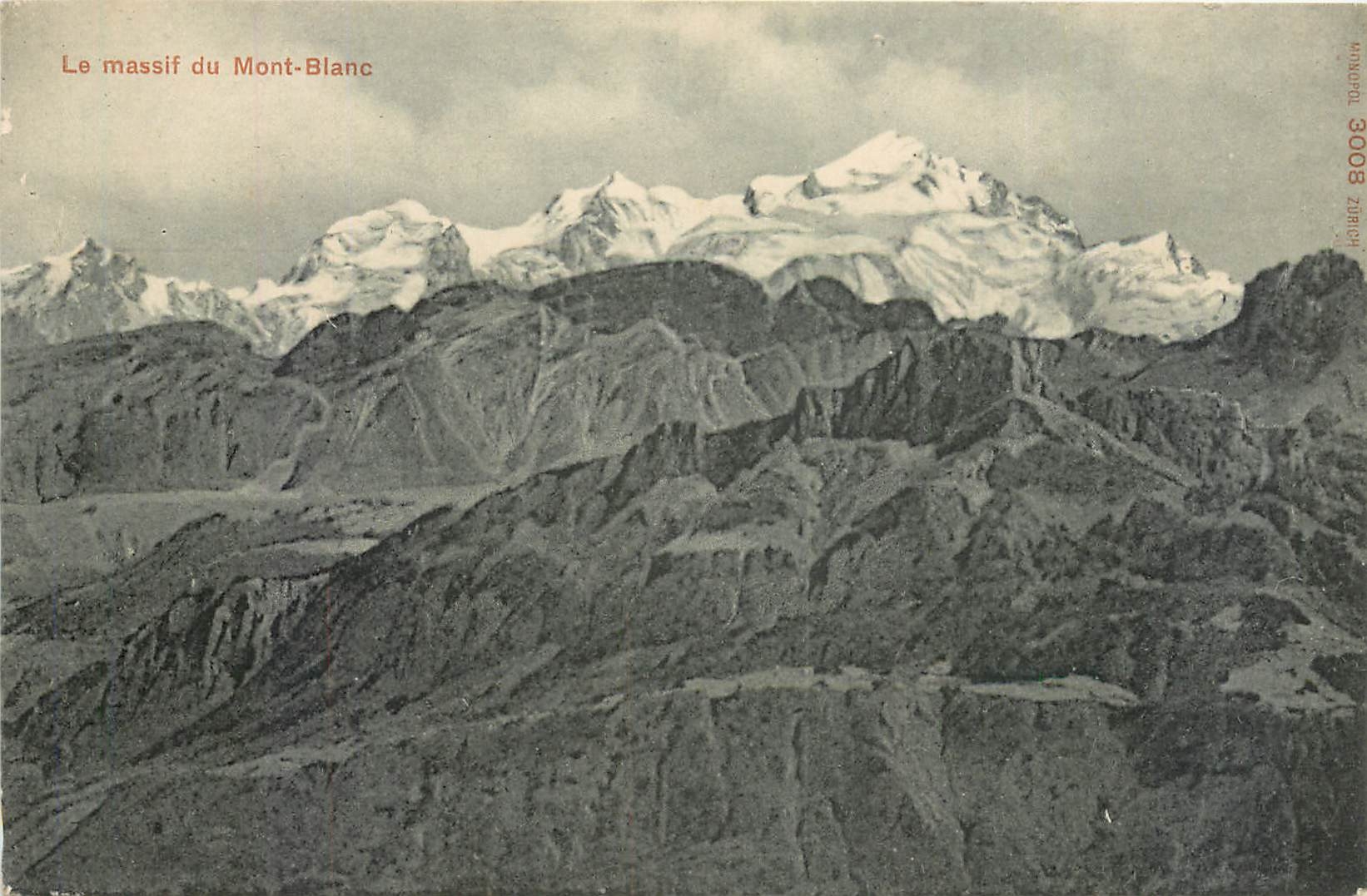 Le massif du Mont-Blanc — vue panoramique — Monopol Zurich n° 3008
