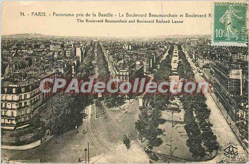 CPA Paris Panorama pris de la Bastille le Boulevard Beaumarchais et Boulevard R