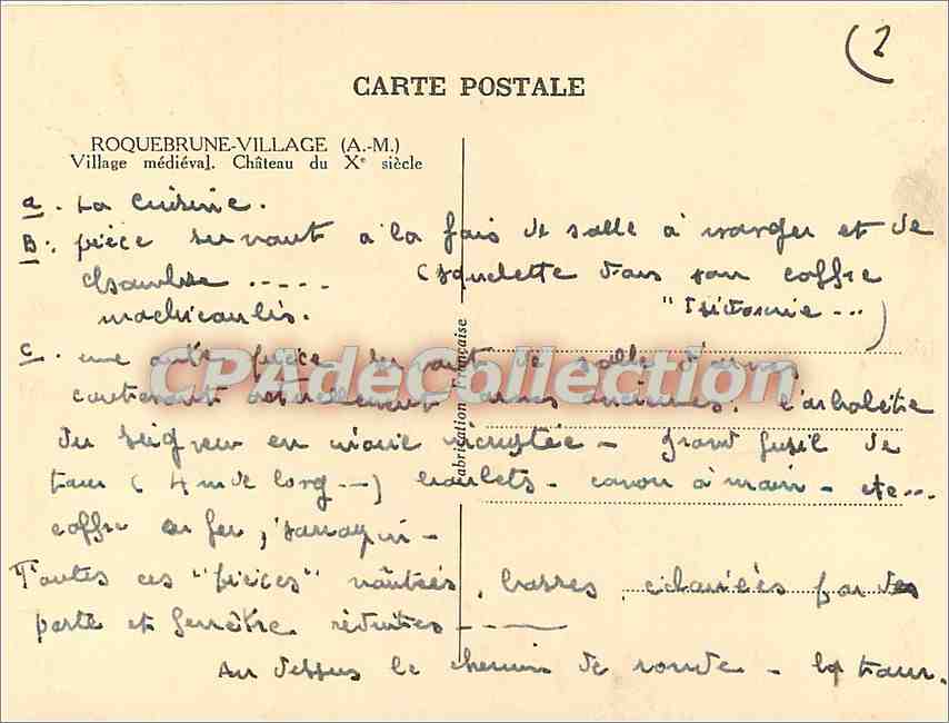 CPA Roquebrune Village (A M) Village mediavale chateau du Xe s — Rückseite