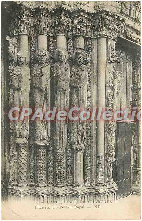 CPA Pilastres du Portail Royal Cahtdrale de Chartres