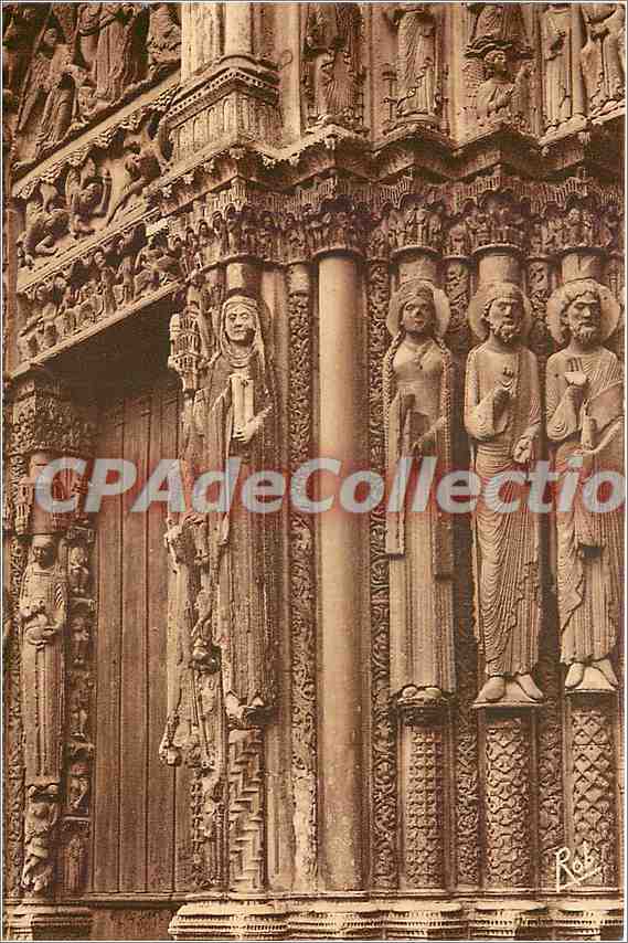 Chartres — Portail royal, statues colonnes (XIIe s.) — Robert Laillet, rue Déacroix, Chartres