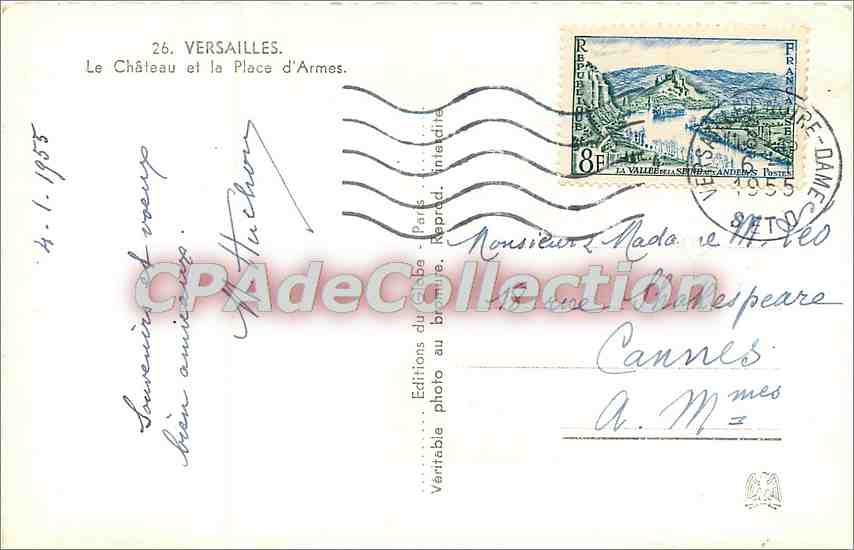 CPA Versailles Le chateau et la Plage d'Armes — Rückseite