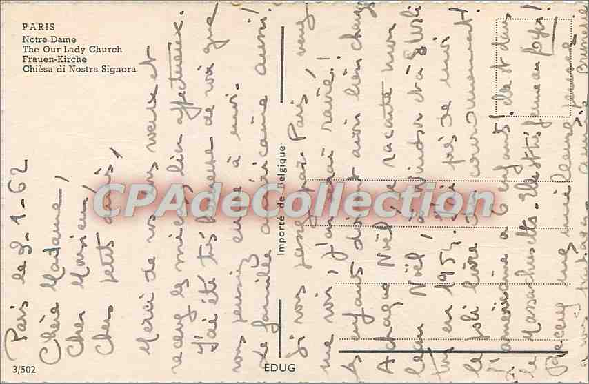 CPA Paris N D — Verso