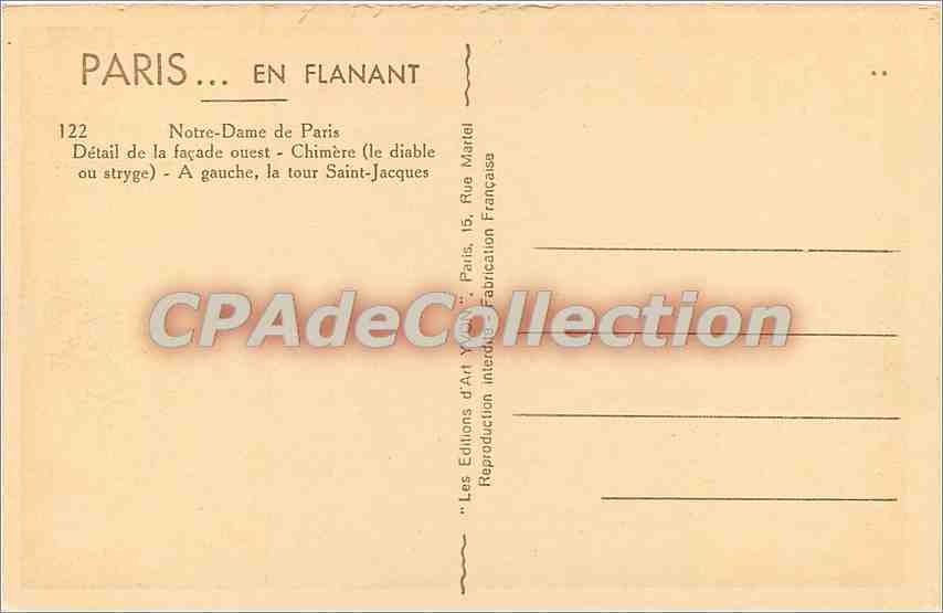 CPA Paris N D de Paris — Verso