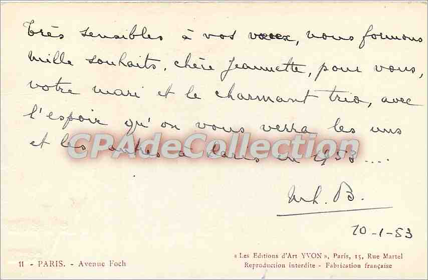 CPA Paris Avenue Foch — Verso