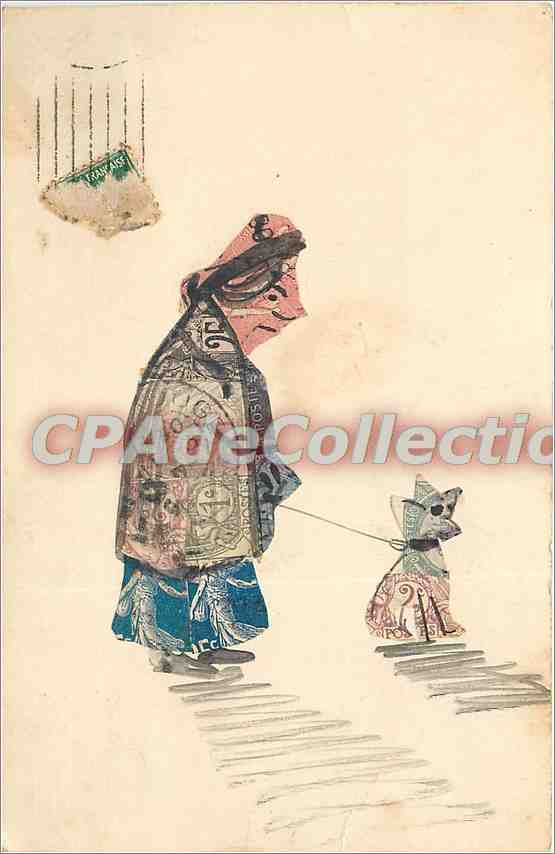 Femme avec chien — illustration — éditeur inconnu, n° de série non visible - Anverso