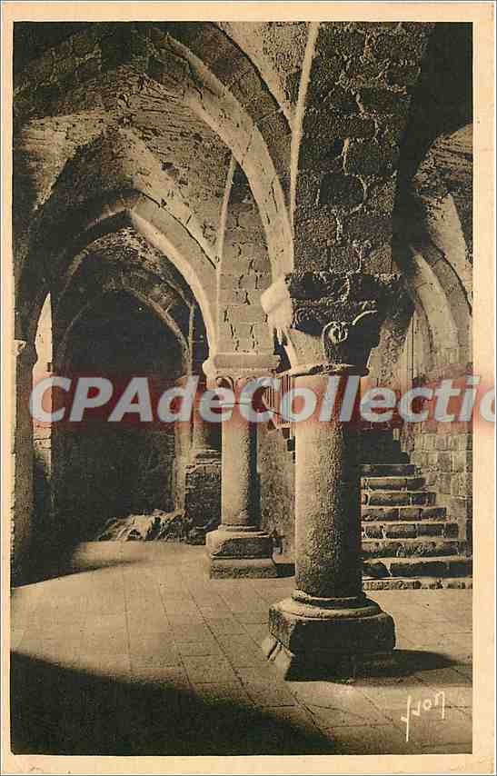 CPA Le Mont St Michel (Manche) Abbaye Crypte de l'Aquilon (XIIe s)
