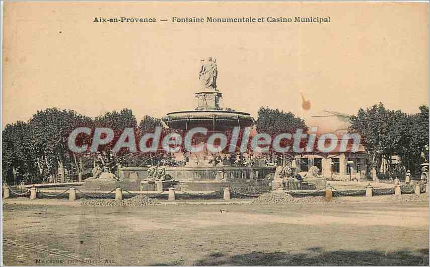 Aix-en-Provence — Fontaine Monumentale et Casino Municipal — NAKING (IMP. 1905) — AIX