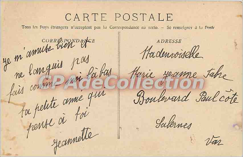 CPA La Sainte Baume Cheminee de Francois Ier — Rückseite
