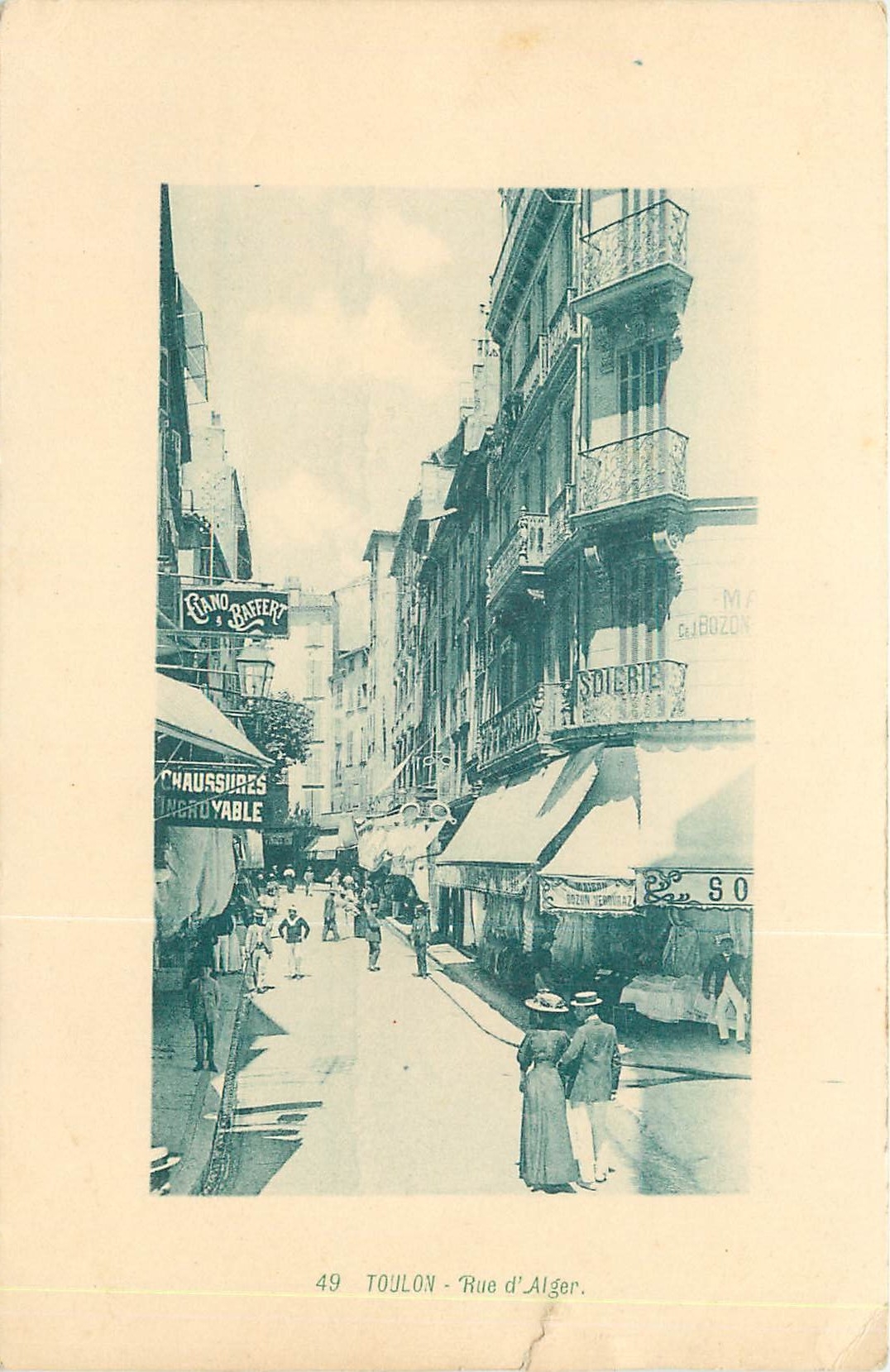 Toulon - Rue d'Alger — vue de rue avec commerces — éditeur anonyme, n° 49