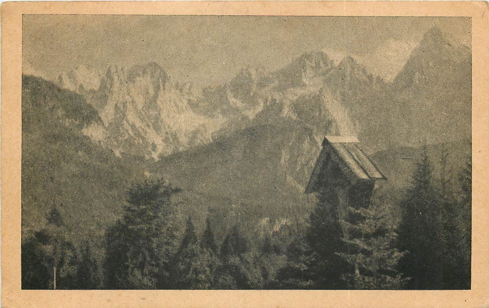 Montagnes enneigées — cabane isolée — éditeur non visible - Anverso