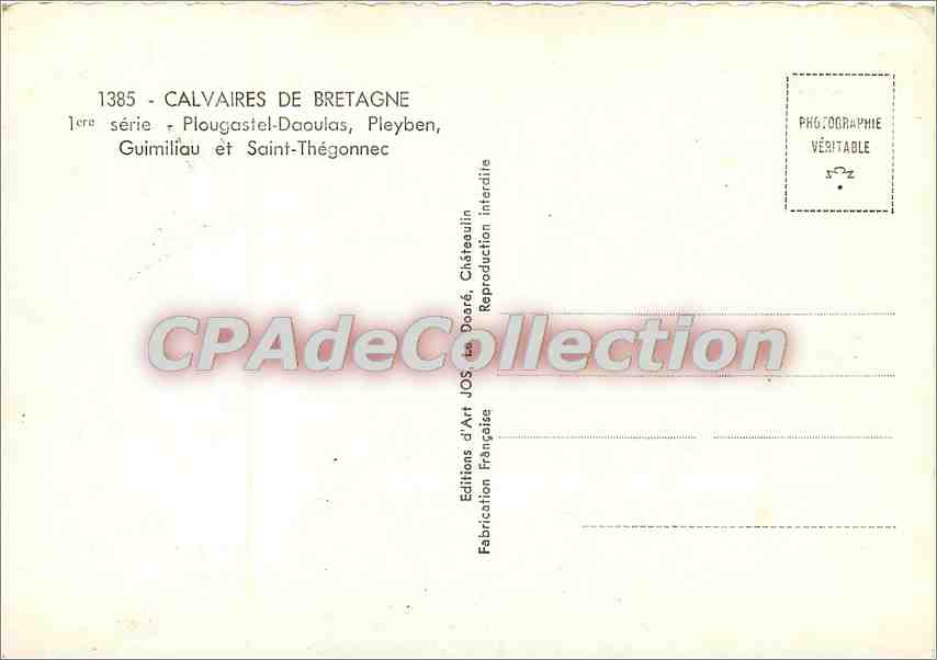 Calvaires bretons — Calvaires de Bretagne — Éditions d'Art Jos — Verso