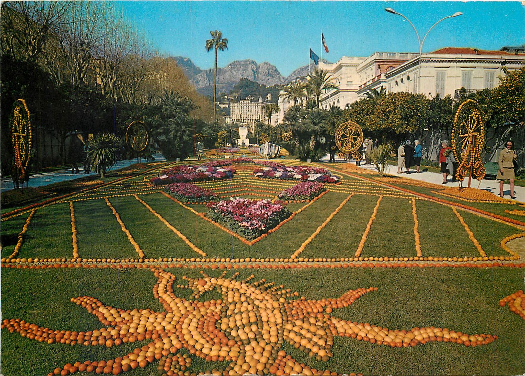Semi-Modern Postcard Menton Cote d'Azur French Riviera Lemon Festival in the Bioves Gardens