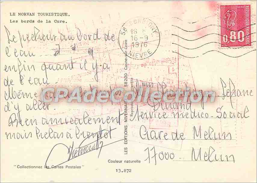 CPSM Le Morvan Touristique les bords de la Cure — Verso