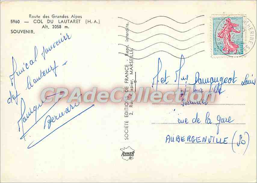 CPSM Route des Grandes Alpes Col du Lautaret (HA) alt 2085 m Souvenir — Reverso