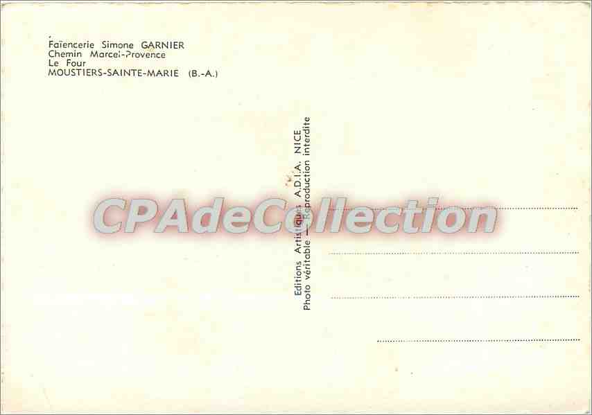 CPSM Chemin Marcel Provence Moustiers Sainte Marie (B A)  — Rückseite
