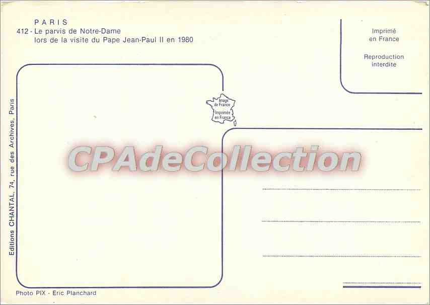 CPSM Paris Le parvis de N D lors de la Visite du Pape Jean Paul II en 1980 — Verso