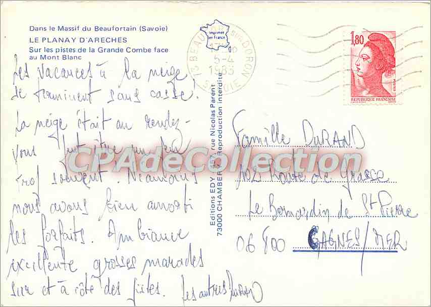 Le Planay d'Archés — Sur les pistes de la Grande Combe face au Mont Blanc — Editions EDY Nicolas Parent — Reverso