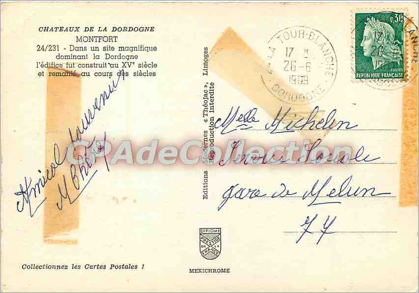 Schloss Montfort — Dordogne — Editions & Théodé, Nr. 24/231 — Rückseite