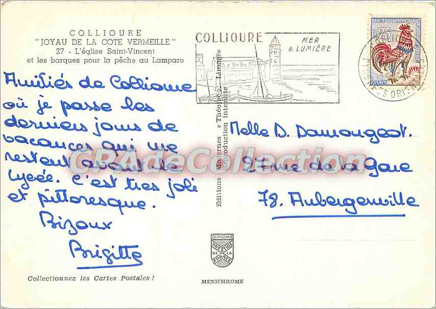 CPSM COLLIOURE église Saint Vincent pêche au Lamparo — Rückseite