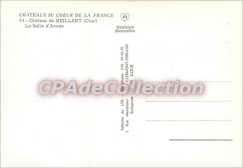 Château de Meillant — Salle d'Armes — Éditions du LYS — Verso