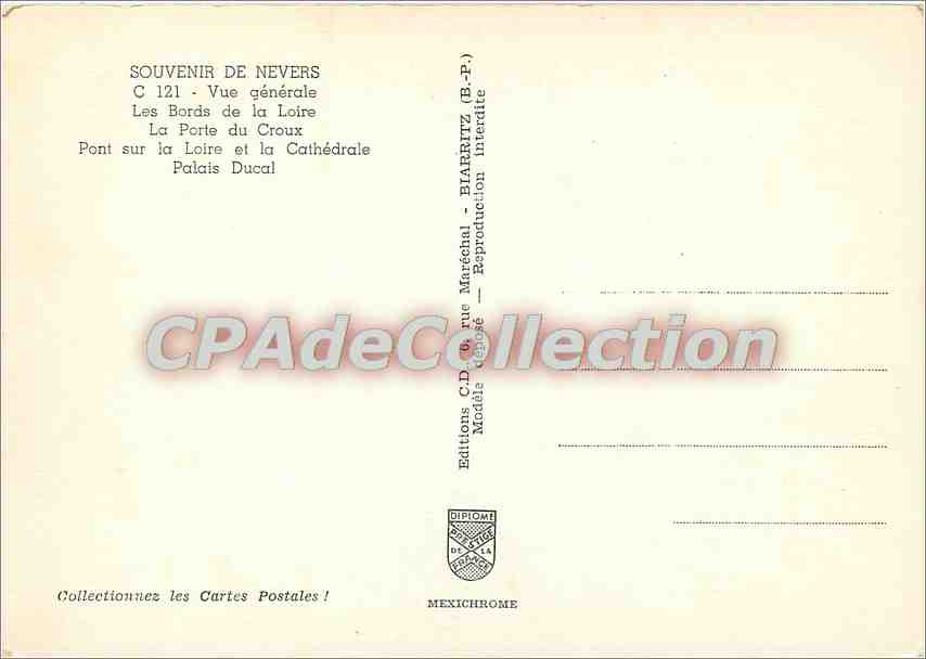 Nevers — Vue générale — Éditions CD. (B.P.) — Verso
