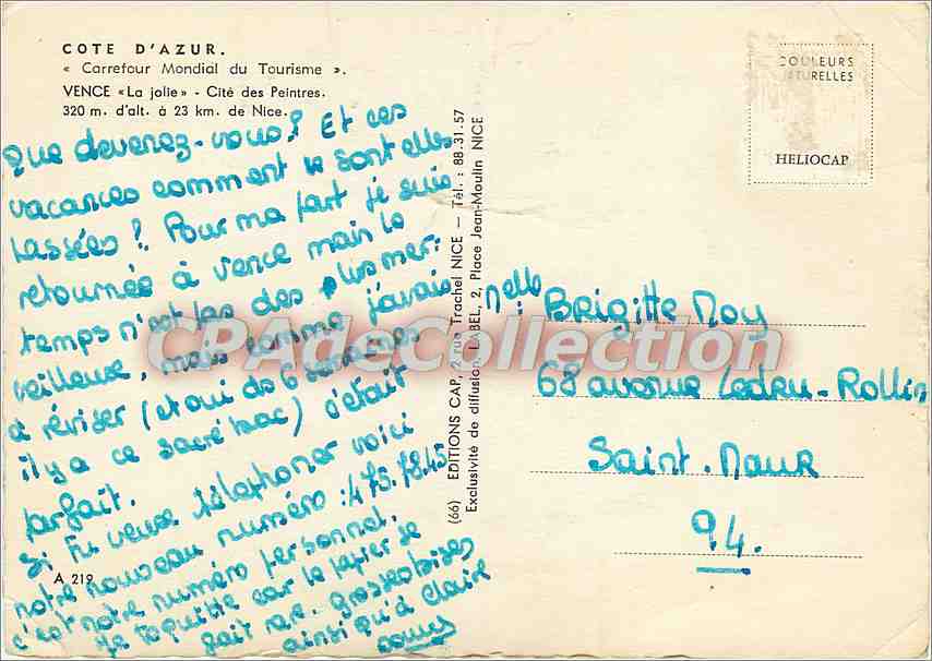 Vence — Stadt der Maler — Editions CAP, Nr. 219 — Rückseite