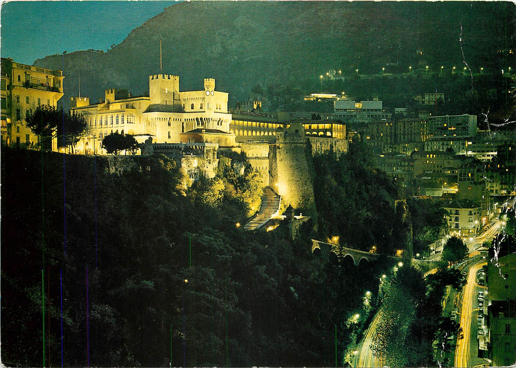 CPSM La Cote d'Azur Principaute de Monaco Le Palais Princier la nuit