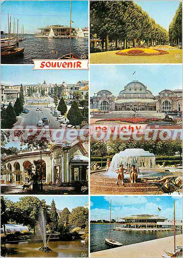 CPSM Vichy (Allier) le nouveau plan d'eau La poste et la Place de l'Hotel de Ville